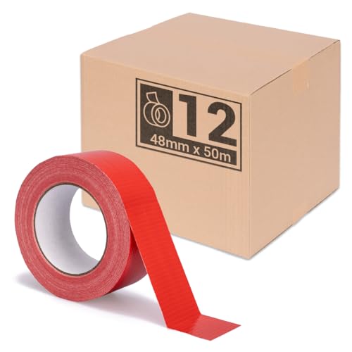 verpacking 12er Pack | Premium Panzertape Rot [50m x 48mm] Gewebeband Reparaturband | hohe Klebekraft | Klebeband von verpacking