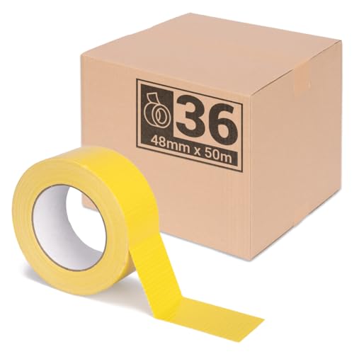 verpacking 36er Pack | Premium Gewebeband Gelb [50m x 48mm] Panzertape Reparaturband | hohe Klebekraft | Gaffa Tape | mit Naturkautschuk-Kleber von verpacking