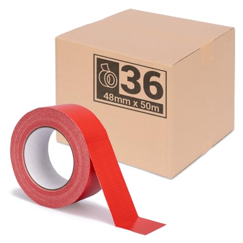 verpacking Premium Panzertape 50 m x 48 mm Rot Gewebeband Gaffa Tape Reparaturband hohe Klebekraft Klebeband mit Naturkautschuk-Kleber (36 Stück) verpacking Premium Panzertape 50 m x 48 mm Rot Gewebeband Gaffa Tape Reparaturband hohe Klebekraft Klebeband mit Naturkautschuk-Kleber (36 Stück) von verpacking