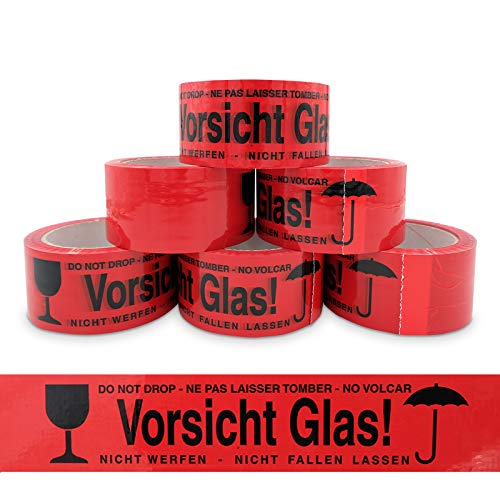 verpacking 6 x GLAS Klebeband reißfest Standard abrollend, 48 mm x 66 lfm von verpacking