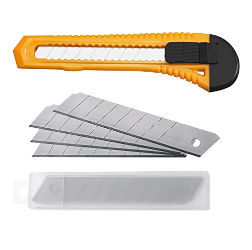verpacking Cuttermesser 18 mm Klingenbreite Orange Teppichmesser Allzweckmesser mit Wechselklingen Universalmesser (Cutter inkl. 1 + 10 Abbrechklingen) von verpacking