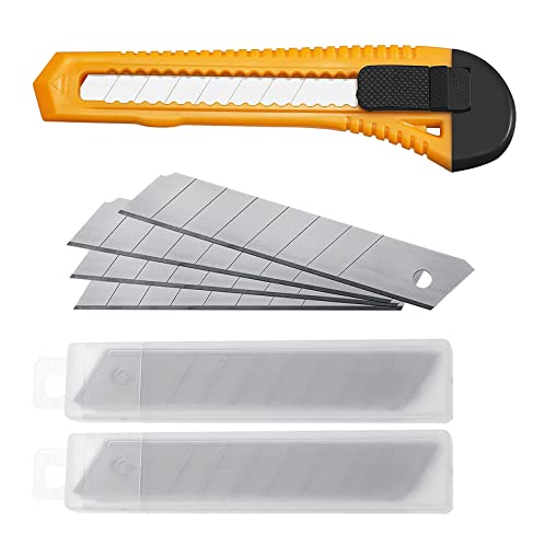 verpacking Cuttermesser 18 mm Klingenbreite Orange Teppichmesser Allzweckmesser mit Wechselklingen Universalmesser (Cutter inkl. 1 + 20 Abbrechklingen) von verpacking