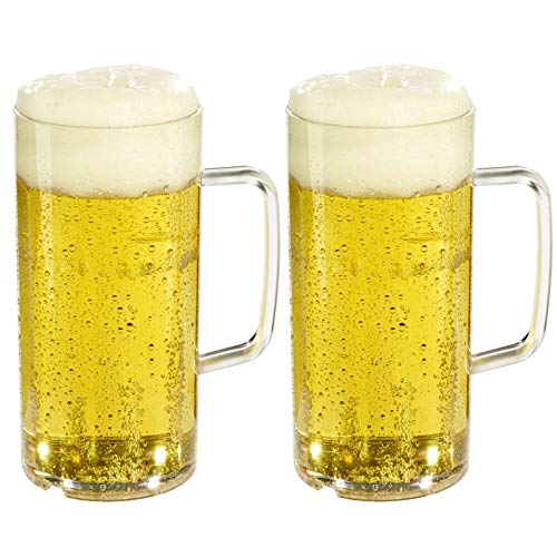 versandfuxx24 Outdoor Bierkrug 0,5l - 2er Set Bierglas mit Eichstrich bei 0,4l aus Kunststoff von versandfuxx24