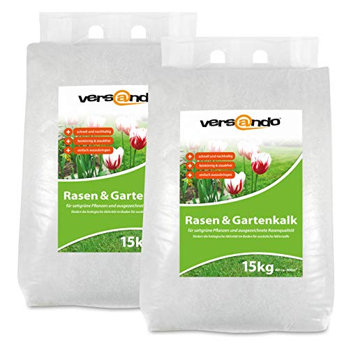 versando 30kg Gartenkalk u. Rasenkalk Beutel mit Tragegriff (2x15kg) Kalk als ergänzender Dünger von versando