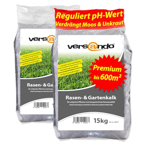 versando 30kg Rasenkalk & Gartenkalk Frühjahr bis 600m²: verdrängt Moos Unkraut Pilze fördert Boden & Wurzelentwicklung ideal für Rasen mit Langzeitwirkung - Premium Qualität von versando