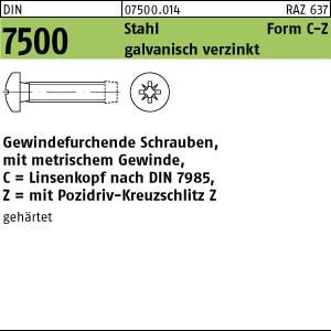 1000 Gewindefurchende Schrauben DIN 7500 St. gehärtet C M 2 x 6 -Z verzinkt von verschiedene