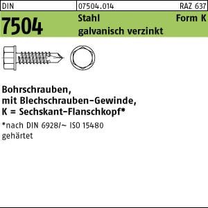 250 Bohrschrauben DIN 7504 Stahl K 6,3 x 45 verzinkt, Sechskant von verschiedene