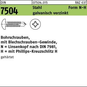 Bohrschraube Ø 3,9 x 13 mm (VPE 1000) Linsenkopf-Kreuzschlitz DIN 7504 M verz. von verschiedene