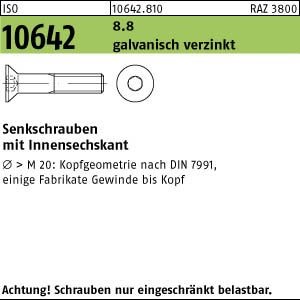ISO 10642 08.8 M 16 x 55 galv. verzinkt gal Zn VE=S Senkschrauben 50 Stück von verschiedene