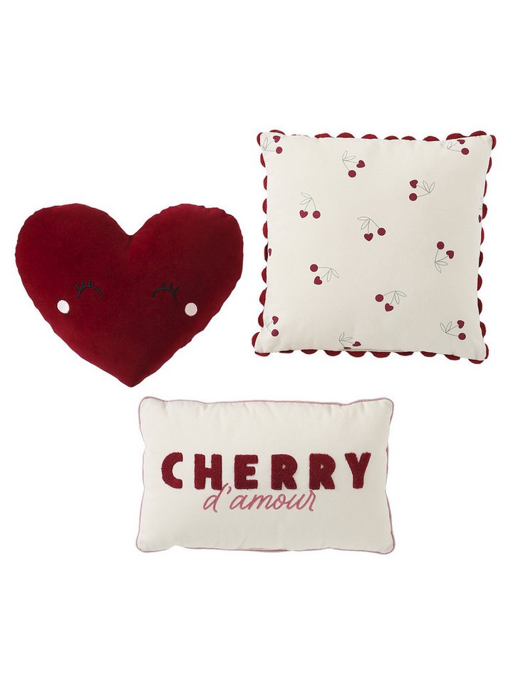 vertbaudet Dekokissen 3er-Set Kinderzimmer Kissen CHERRY von vertbaudet