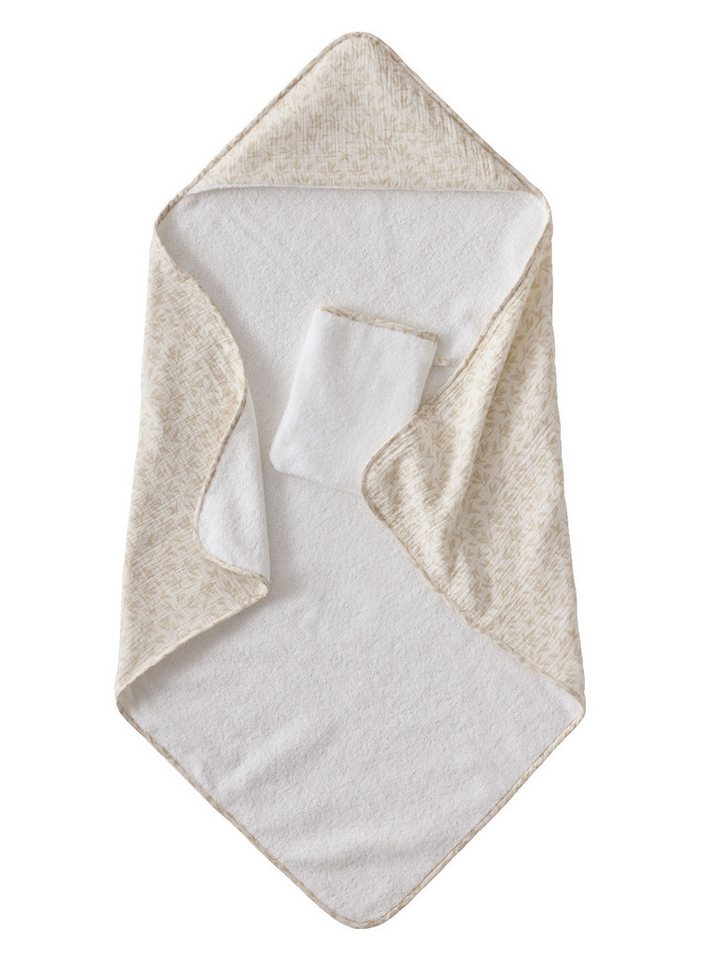 vertbaudet Kapuzenhandtuch Baby Geschenk-Set: Badetuch & Waschhandschuh HYGGE von vertbaudet