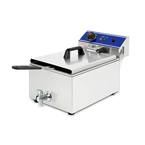VERTES Friteuse aus Edelstahl 10 Liter Fassungsvermögen, 50-200°C, 3000W, 230V, Kaltzonenprinzip, Professionelle Gastronomie Fritteuse mit Ablasshahn, leichte Reinigung, Gastro Fritöse von vertes