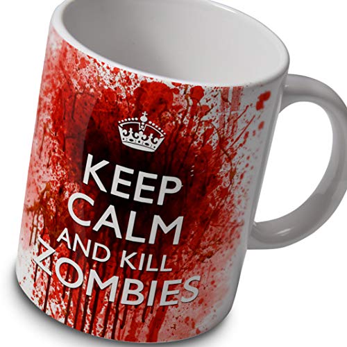 verytea Keramiktasse Keep Calm and Kill Zombies blutigen Becher von verytea
