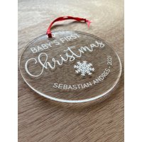 Baby Weihnachten Weihnachtsschmuck - Klares Acryl Neugeborenen Ornament Ankündigung Personalisiertes von verywoodbasement