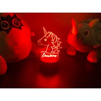 Personalisierte Einhorn Nachtlicht, Mädchen Acryl Led Kinder Schlafzimmer Dekor, Dekor Geschenke Für Zimmer von verywoodbasement