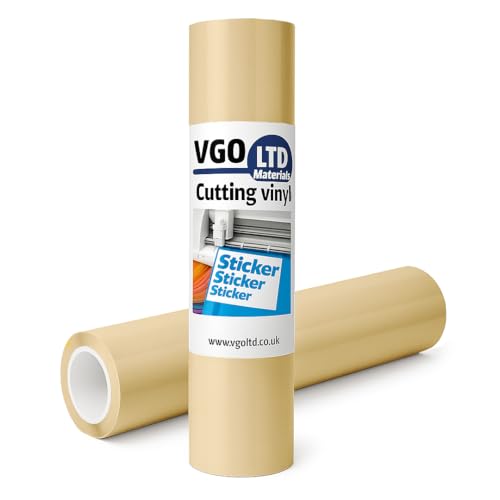 vgoltd Permanente glänzende selbstklebende Vinyl-Rolle für Tassen, Tassen, Fenster, Heimaufkleber und DIY-Projekte (Cremefarben, 60 x 1000 L cm) von vgoltd