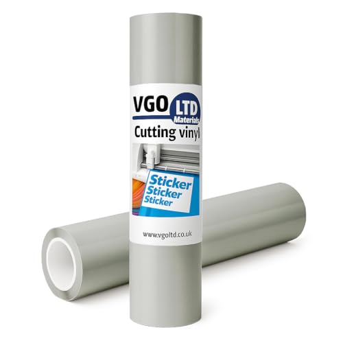 vgoltd Permanente glänzende selbstklebende Vinyl-Rolle für Tassen, Tassen, Fenster, Heimaufkleber und DIY-Projekte (Hellgrau, 60 x 1000 L) von vgoltd