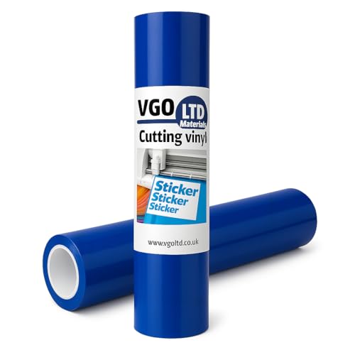 vgoltd Permanente glänzende selbstklebende Vinyl-Rolle für Tassen, Tassen, Fenster, Heimaufkleber und DIY-Projekte (Mid Blue, 60 B x 1000 L cm) von vgoltd