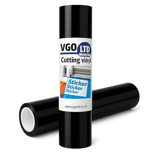 vgoltd Permanente glänzende selbstklebende Vinyl-Rolle für Tassen, Tassen, Fenster, Heimaufkleber und DIY-Projekte (Schwarz, 30 x 100 L) von vgoltd