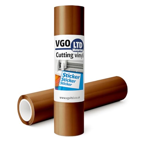 vgoltd Permanente glänzende selbstklebende Vinyl-Rolle für Tassen, Tassen, Fenster, Zuhause, Aufkleber und DIY-Projekte (Braun, 60 x 100 l) von vgoltd