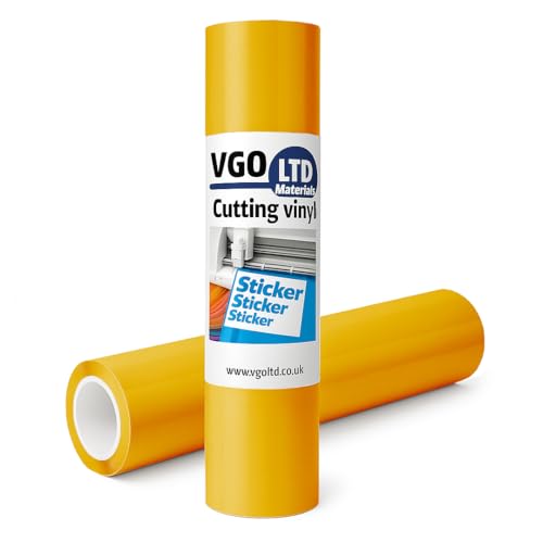 vgoltd Permanente glänzende selbstklebende Vinyl-Rolle für Tassen, Tassen, Fenster, Zuhause, Aufkleber und DIY-Projekte (Dunkelgelb, 60 B x 100 L) von vgoltd