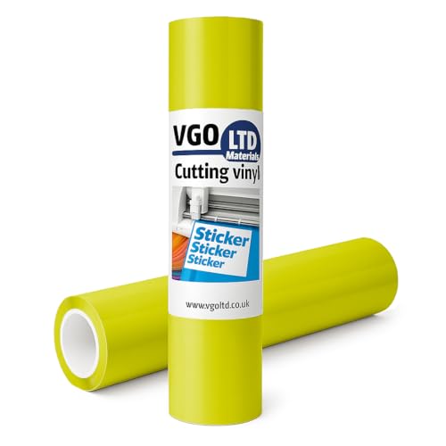 vgoltd Permanente glänzende selbstklebende Vinyl-Rolle für Tassen, Tassen, Fenster, Zuhause, Aufkleber und DIY-Projekte (Hellgelb, 60 x 1000 L cm) von vgoltd