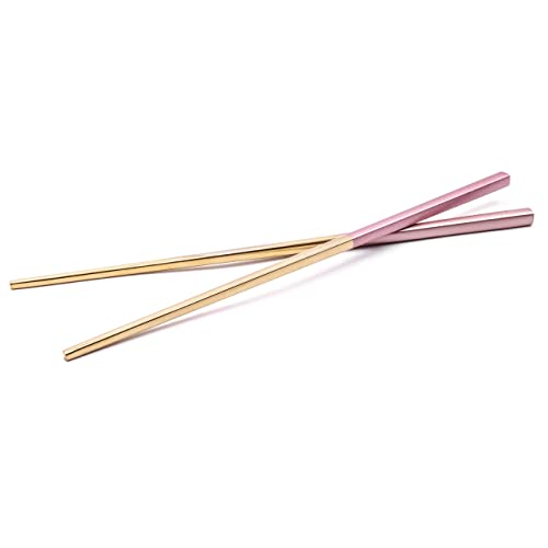 vhbw 1 Paar Essstäbchen - Chopsticks, Edelstahl, Gold, Rosa von vhbw