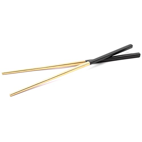 vhbw 1 Paar Essstäbchen - Chopsticks, Edelstahl, Gold/Schwarz von vhbw