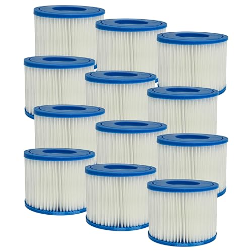 vhbw 12x Filterkartusche Typ VI kompatibel mit Bestway Lay-Z-Spa Hawaii, Monaco, Miami Pool - Ersatzfilter Blau Weiß von vhbw