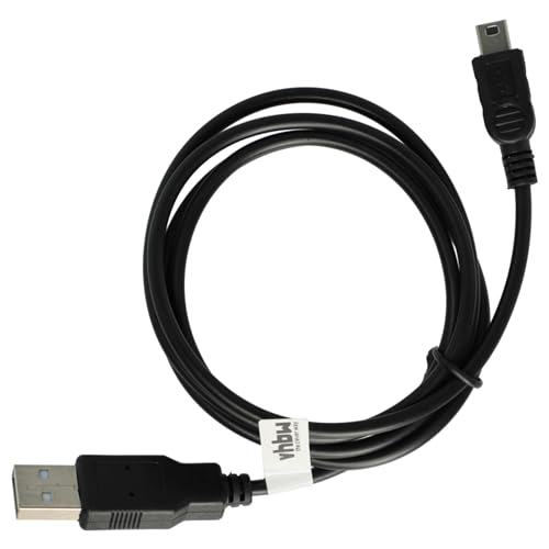vhbw 1m USB Transferkabel A-Mini-B 5pol in schwarz black kompatibel mit Panasonic HX-WA20, HC-X800, HC-X900, HC-X900M, HDC-HS9 von vhbw