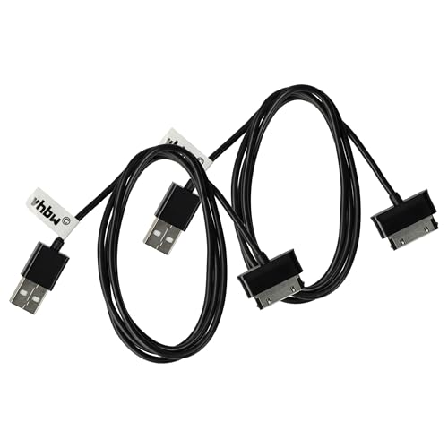 vhbw 2x USB Kabel kompatibel mit Samsung Galaxy Tab GT-N8013, GT-P1000 Tablet - Datenkabel (Standard-USB Typ A) 2in1 Ladekabel, 120cm Schwarz von vhbw