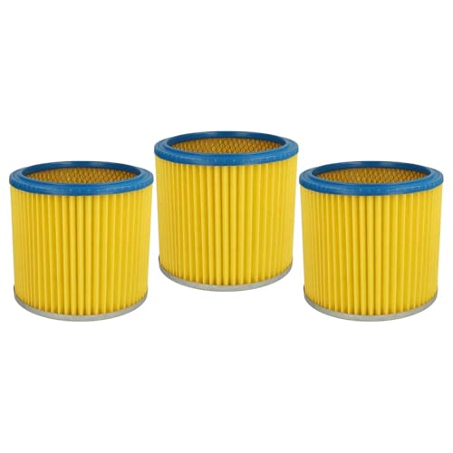 vhbw 3x Faltenfilter kompatibel mit Aqua Vac Gusty 30/50 Staubsauger - Patronenfilter, Blau Gelb von vhbw