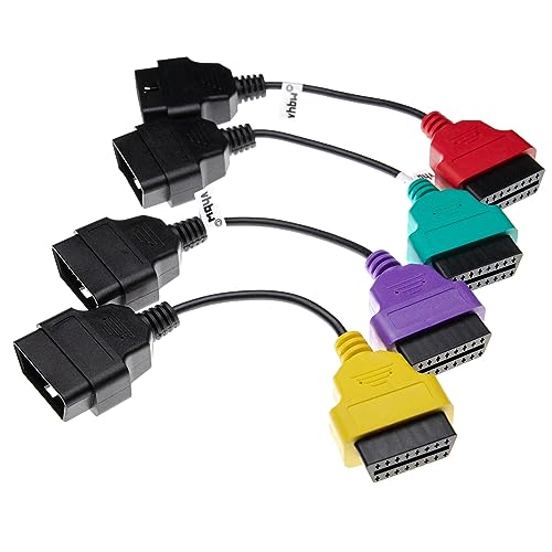 vhbw 4x OBD2 Adapter-Set 4-tlg. 16Pin-OBD1 auf OBD2 kompatibel mit Alfa Romeo Giulietta, MiTo, GT, GTV, Spider, 156, 166, 147, 159 Auto, KFZ von vhbw