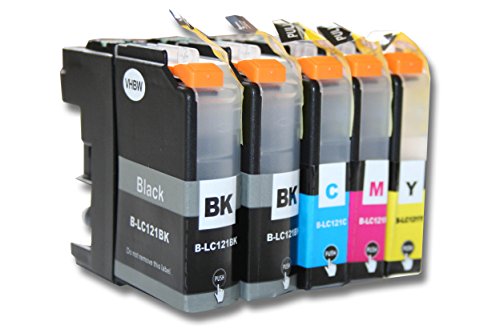vhbw 5X Tintenpatronen kompatibel mit Brother 4510 DW, 4610 DW, 4310 DW, 4410 DW, 4110 DW, 4110 W, 152 W, 152 WR Drucker + Chip (Kompatibel) von vhbw