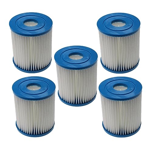 vhbw 5X Filterkartusche kompatibel mit Bestway Flowclear 58381 (1,249 l/h) Swimmingpool, Filterpumpe - Wasserfilter Blau Weiß von vhbw