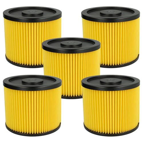 vhbw 5x Faltenfilter kompatibel mit Einhell VM1220S, YPL 1252, TE-VC 2230 SA Staubsauger - Filter, Patronenfilter, gelb von vhbw