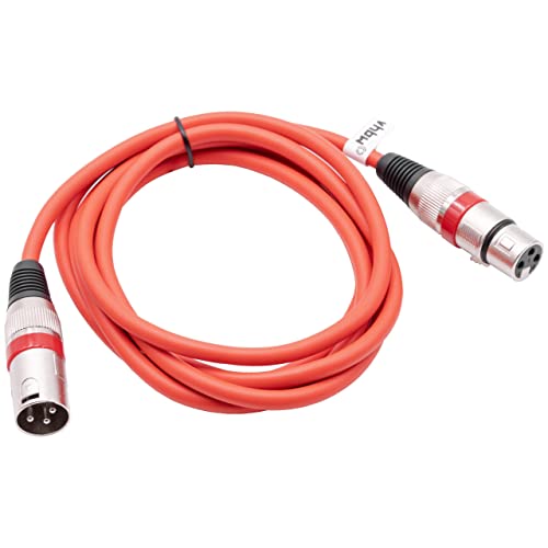 vhbw DMX-Kabel XLR Stecker auf XLR Buchse kompatibel mit Beleuchtung, Schweinwerfer, Bühnenlicht - 3-polig, PVC Kabel-Mantel, rot, 2m von vhbw