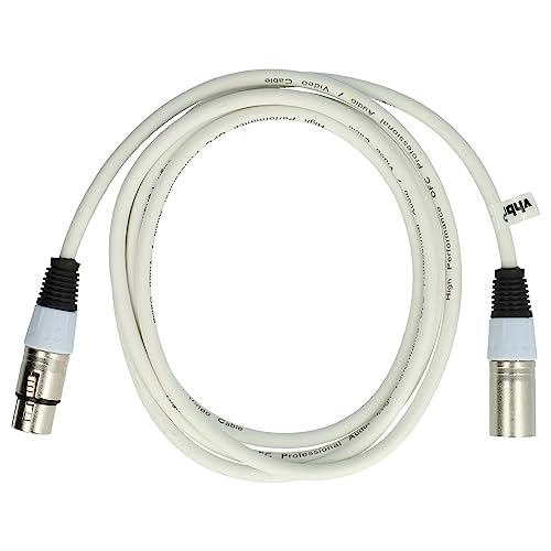 vhbw DMX-Kabel XLR Stecker auf XLR Buchse kompatibel mit Beleuchtung, Schweinwerfer, Bühnenlicht - 3-polig, PVC Kabel-Mantel, weiß, 2m von vhbw