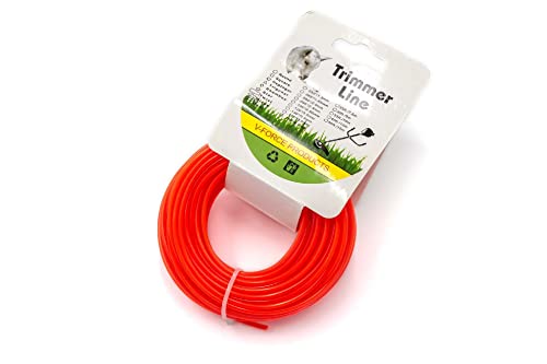 vhbw Mähfaden Trimmerfaden mit 2,4mm Durchmesser kompatibel mit Rasentrimmer Motorsense - 15 Meter, Rot, Nylon, widerstandsfähig - Rasentrimmerfaden Ersatzfaden von vhbw