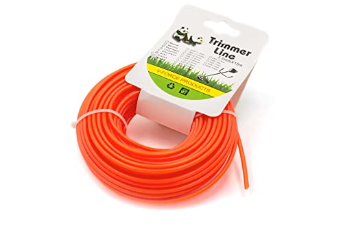 vhbw Mähfaden Trimmerfaden mit 3mm Durchmesser kompatibel mit Rasentrimmer Motorsense - 15 Meter, Orange, Nylon, widerstandsfähig - Rasentrimmerfaden Ersatzfaden von vhbw