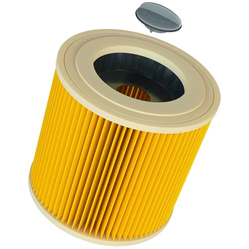 vhbw Faltenfilter kompatibel mit Kärcher MV 3 Premium Fireplace Staubsauger - Filter, Patronenfilter, Papier, gelb von vhbw