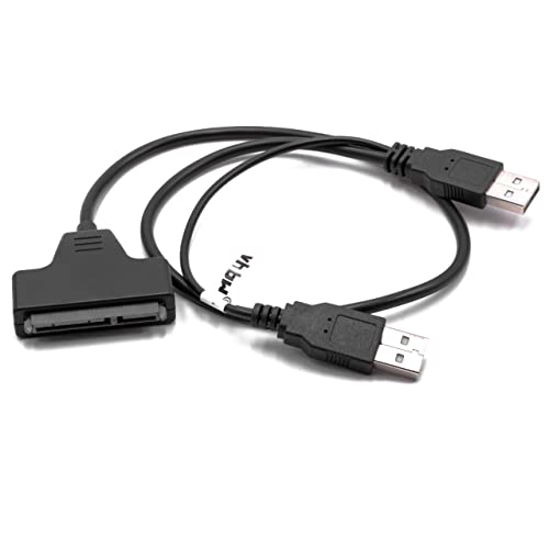 vhbw SATA zu USB Adapter, Anschlusskabel für 2'5" HDD Festplatten - Festplattenkabel, Plug & Play Fähig, Schwarz von vhbw