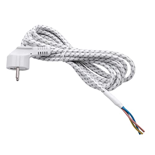 vhbw Universal Stromkabel, Anschlussleitung kompatibel mit Bügeleisen (2.80m) - flexible, robust, passgenau mit Schutzkontakt-Stecker und Aderenden von vhbw