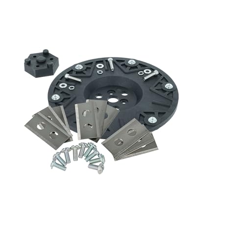 vhbw Zubehör-Set kompatibel mit Einhell Freelexo Basic Rasenmäher - 1x Messerteller, 9x Messerklingen + Schrauben, Schwarz Silber von vhbw