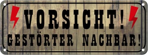 vianmo Blechschild 10x27 cm Vorsicht gestörter Nachbar Deko Geschenk Metall Schild von vianmo