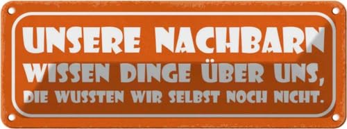 vianmo Blechschild 10x27 cm unsere Nachbarn wissen Dinge Deko Geschenk Metall Schild von vianmo