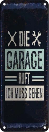 vianmo Blechschild 27x10 cm Die Garage ruft ich muss gehen Deko Geschenk Metall Schild von vianmo