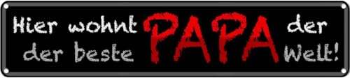 vianmo Blechschild 10x46 cm hier wohnt bester PAPA der Welt Deko Geschenk Metall Schild von vianmo