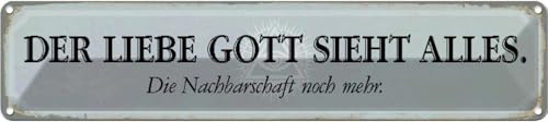 vianmo Blechschild 10x46 cm lieber Gott sieht alles Nachbar Deko Geschenk Metall Schild von vianmo