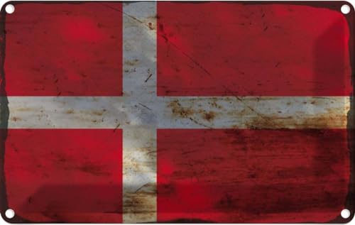 vianmo Blechschild 12x18 cm Dänemark Flag of Denmark Rost Deko Geschenk Metall Schild von vianmo